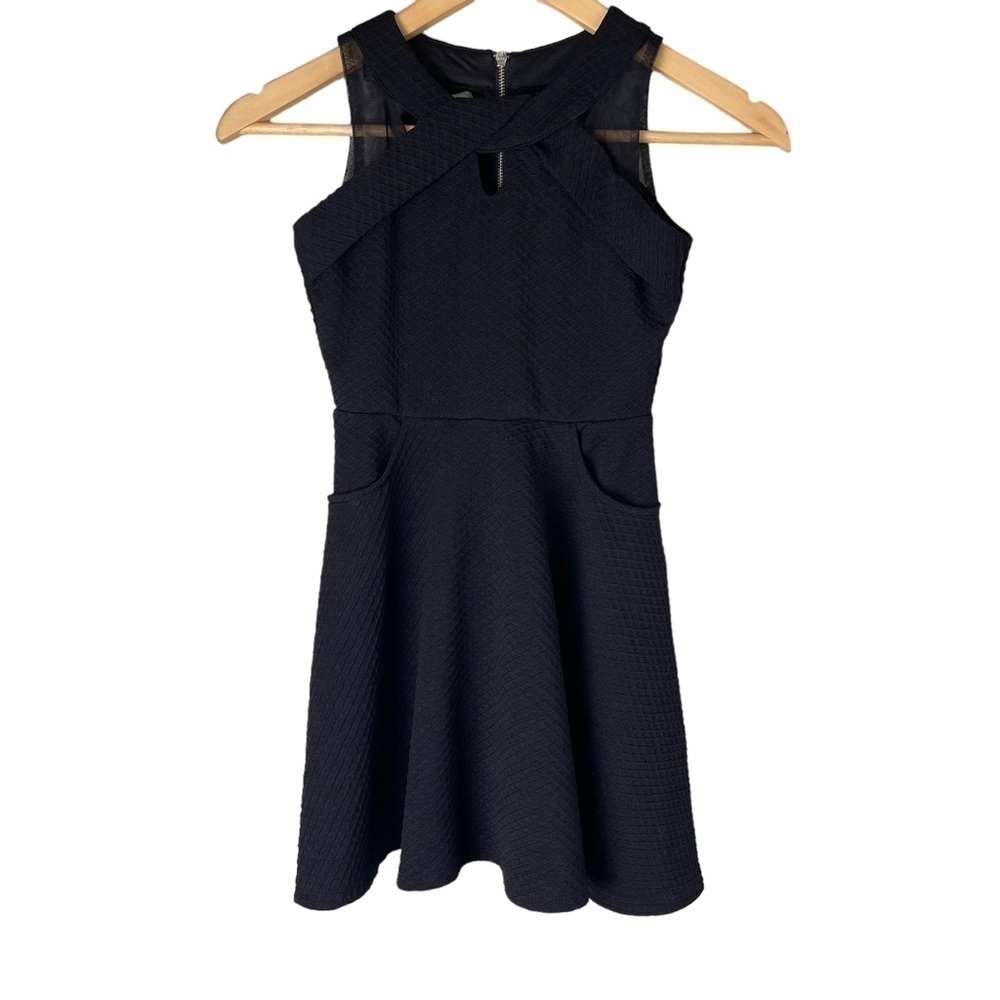 BLUSH By US Angels Black Girl's Textured  Cutout Dress - Picture 3 of 4